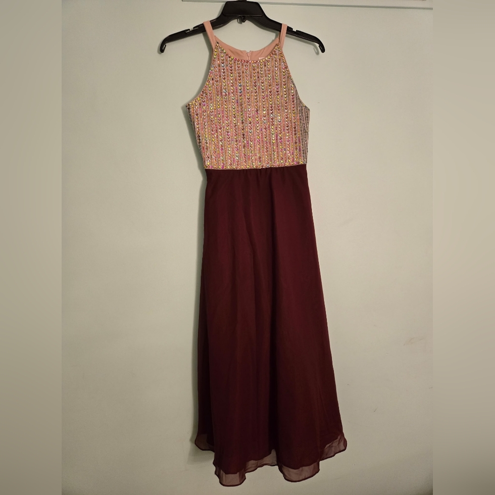 Elegant Multicolor and Burgundy Women's Dress